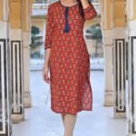 Turkey Red Paisley Printed Pure Cotton Straight Kurti