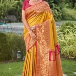 Yellow Floral Zari Woven Saree In Banarasi Silk With Delicate Tassel Accents Pallu