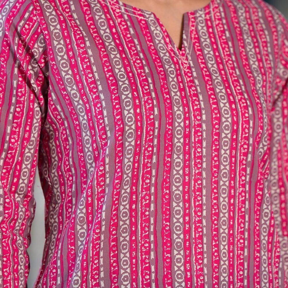 Pink Printed Pure Cotton Top - Image 3