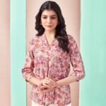 Peach Foil Printed Rayon A-Line Top