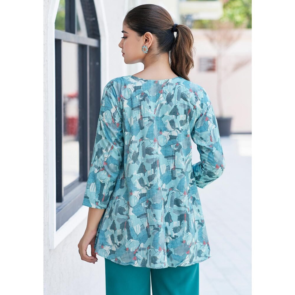 Light Blue Printed Rayon Top - Image 5