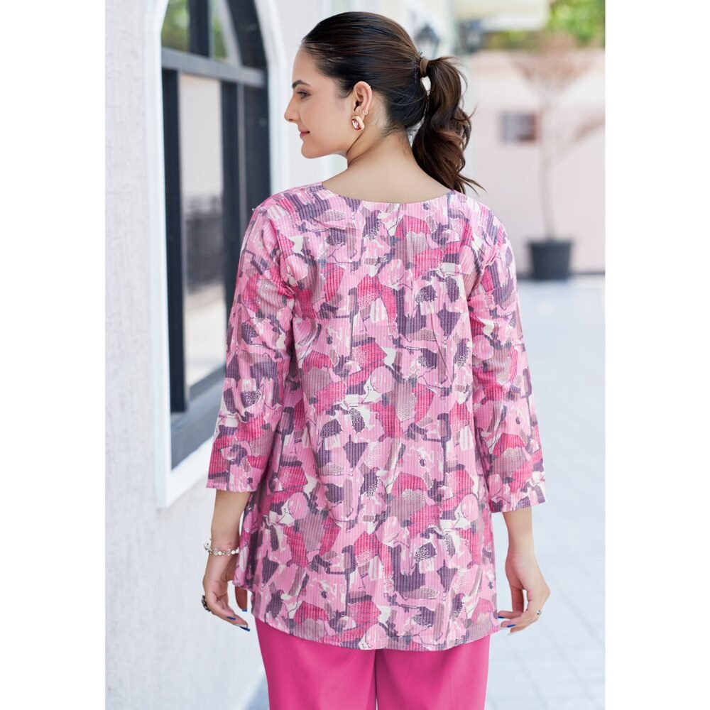 Pink Printed Rayon Top - Image 5