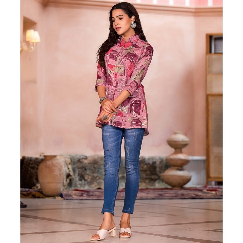 Purple Foil Printed Rayon Top - Image 5