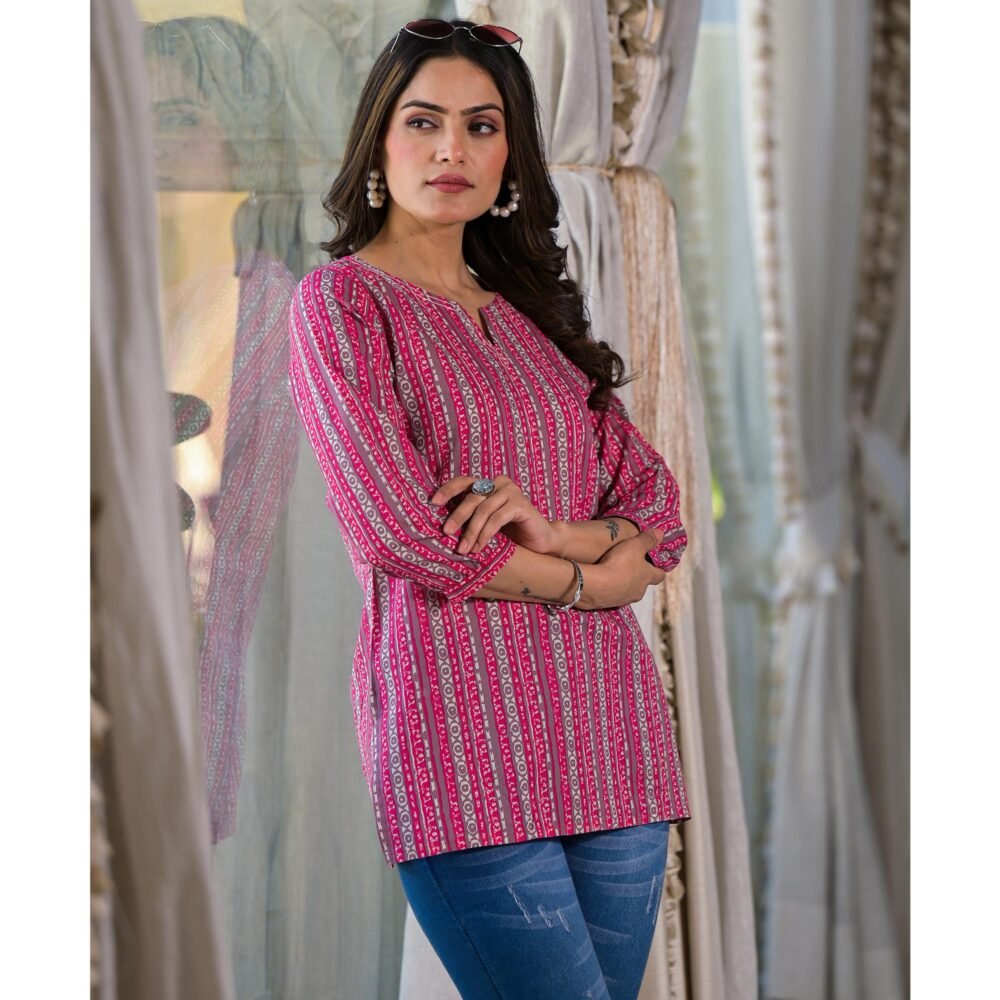 Pink Printed Pure Cotton Top - Image 6