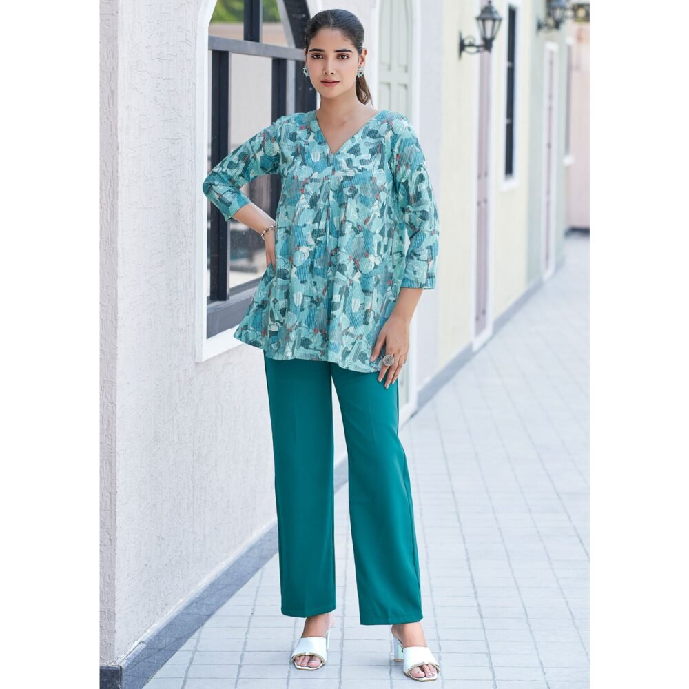 Light Blue Printed Rayon Top - Image 6