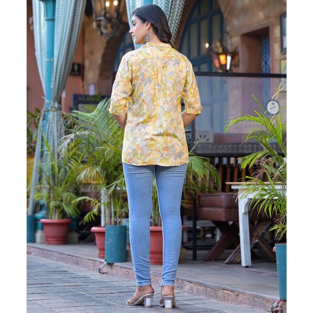 Mustard Foil Printed Rayon Top - Image 6