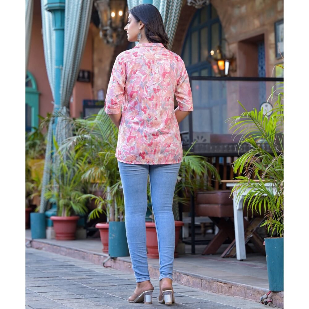 Pink Foil Printed Rayon Top - Image 6
