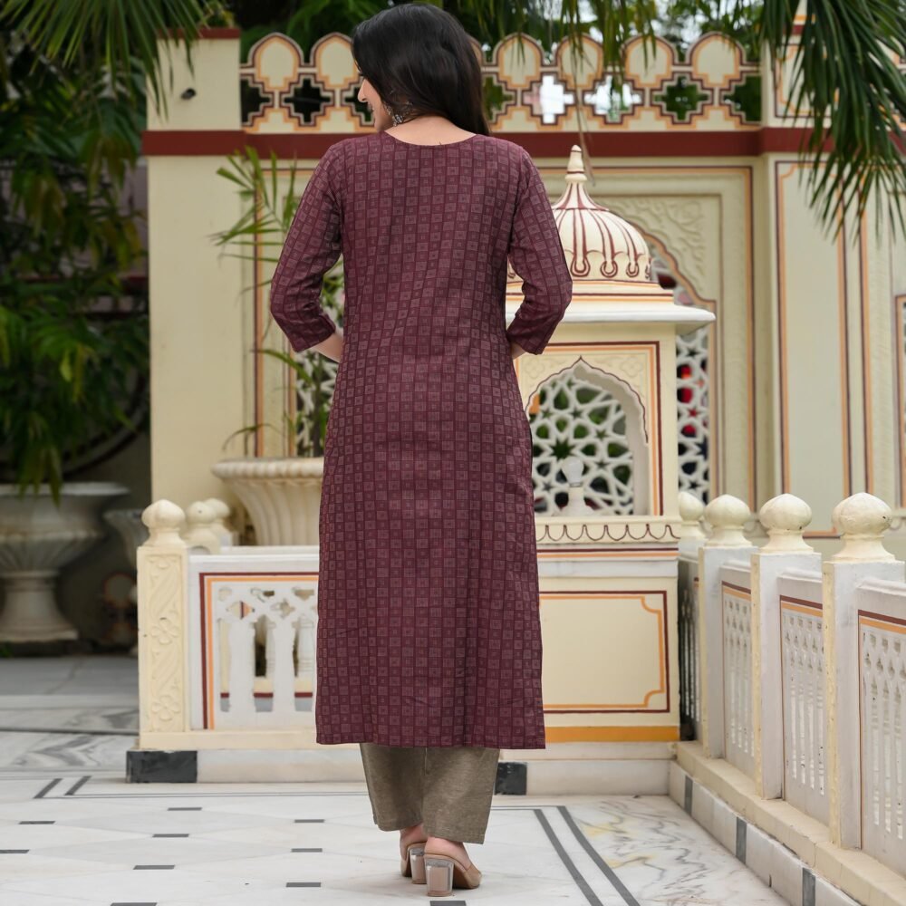 Maroon Woven Cotton Blend Dress Material - Image 7