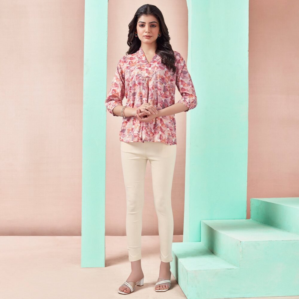 Peach Foil Printed Rayon A-Line Top - Image 7