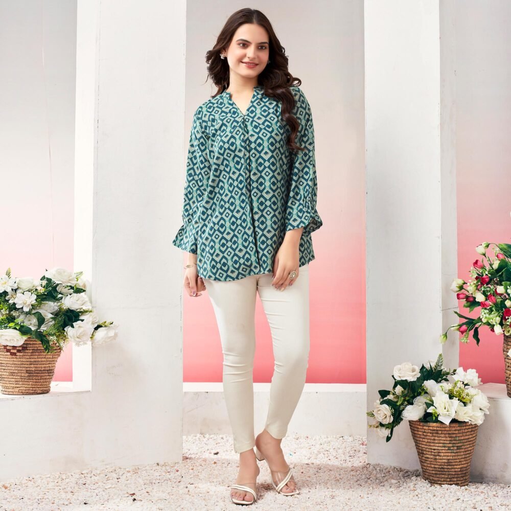 Morpich Printed Chanderi Silk Straight Top - Image 7