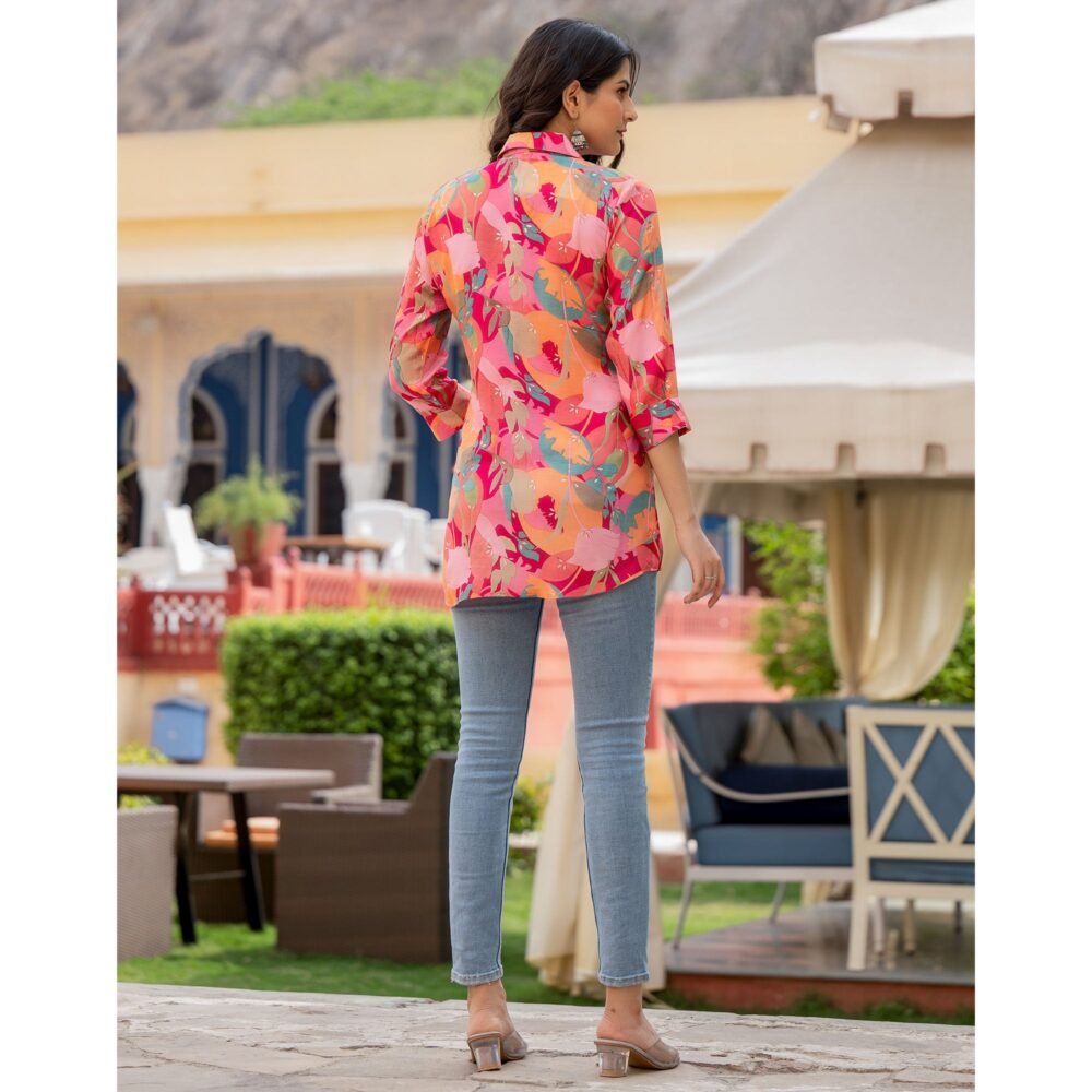 Peach Printed Rayon Top - Image 8