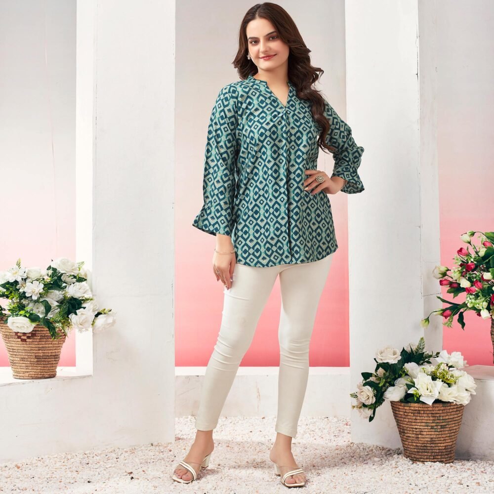 Morpich Printed Chanderi Silk Straight Top - Image 8