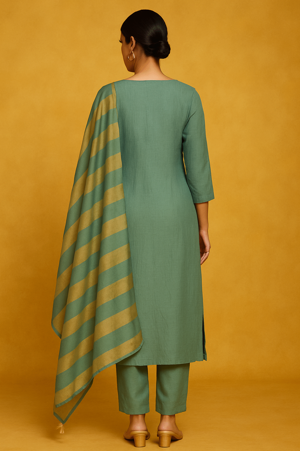 Green Shimmer Rinkal Style Suit with Beads and Stone Hand Embellishments - Image 3