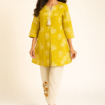 Mustard Pure Cotton Flex Top Bottom Suit Set Featuring Bandhani Design