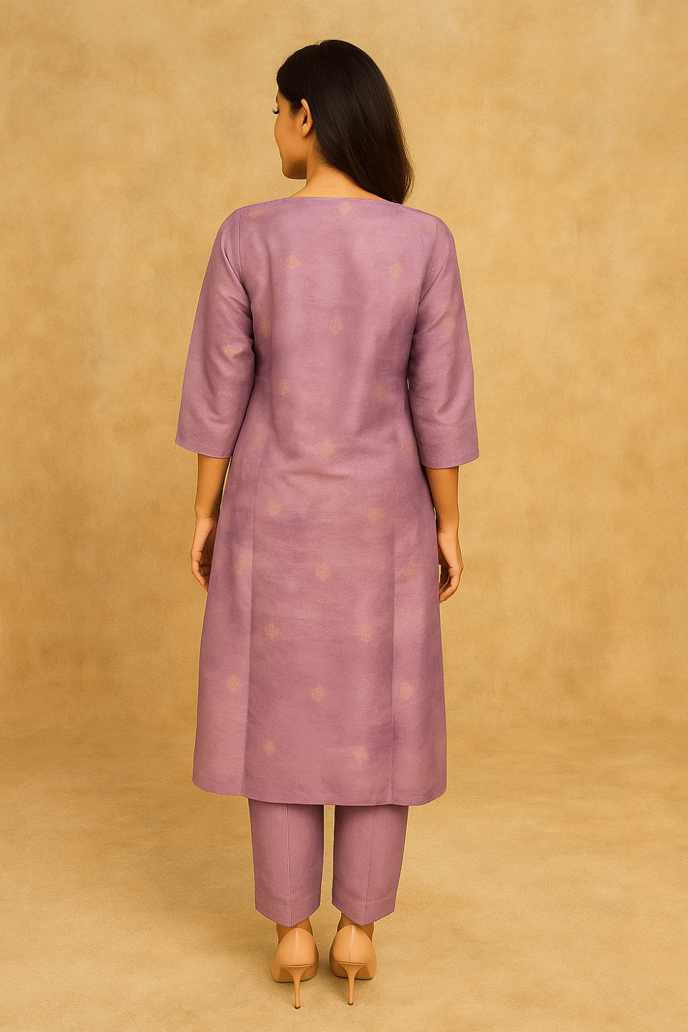 Lavender Floral Embroidered Salwar Suit Adorned With Delicate Beads Work On Shimmer - Image 3